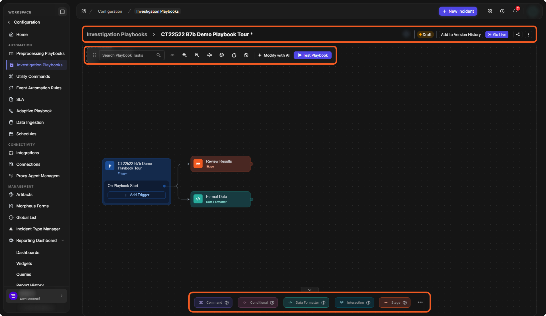 Playbook interface