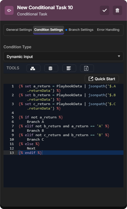 Conditional task logic for the loop