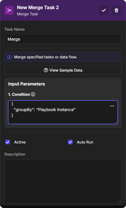 Default merge condition (Playbook Instance)