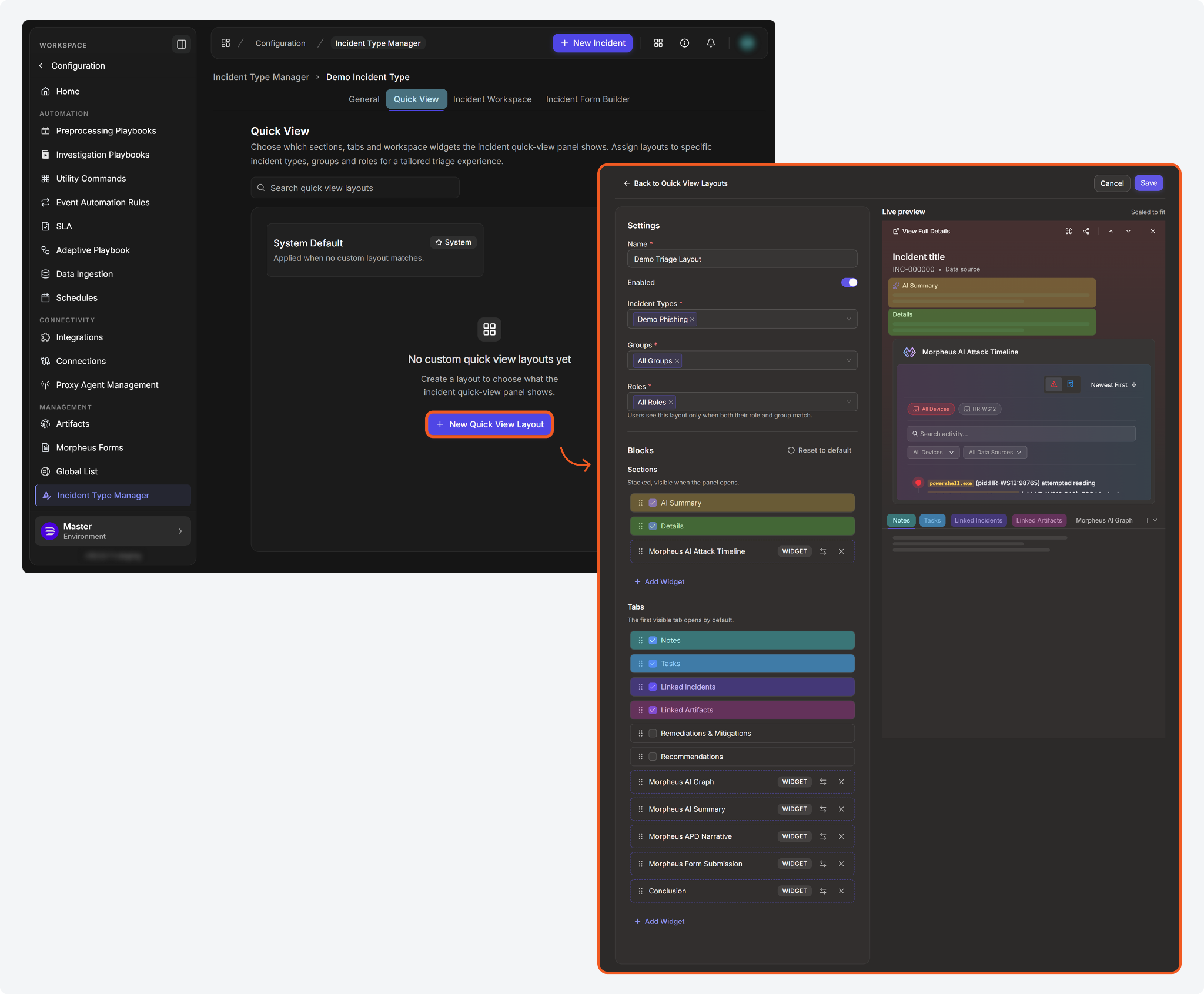 Incident Quick View Layouts