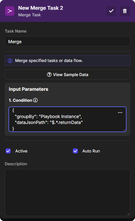 Merge task with the merge condition
