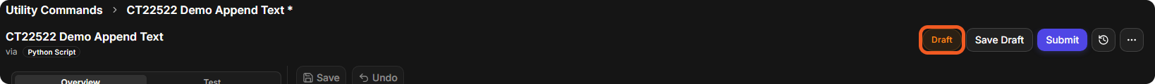 A command header with the Draft label, Save Draft and Submit