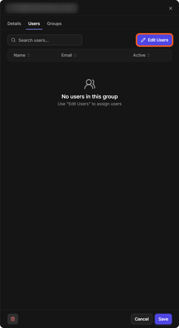 The site's Users tab with no users yet and the Edit Users button