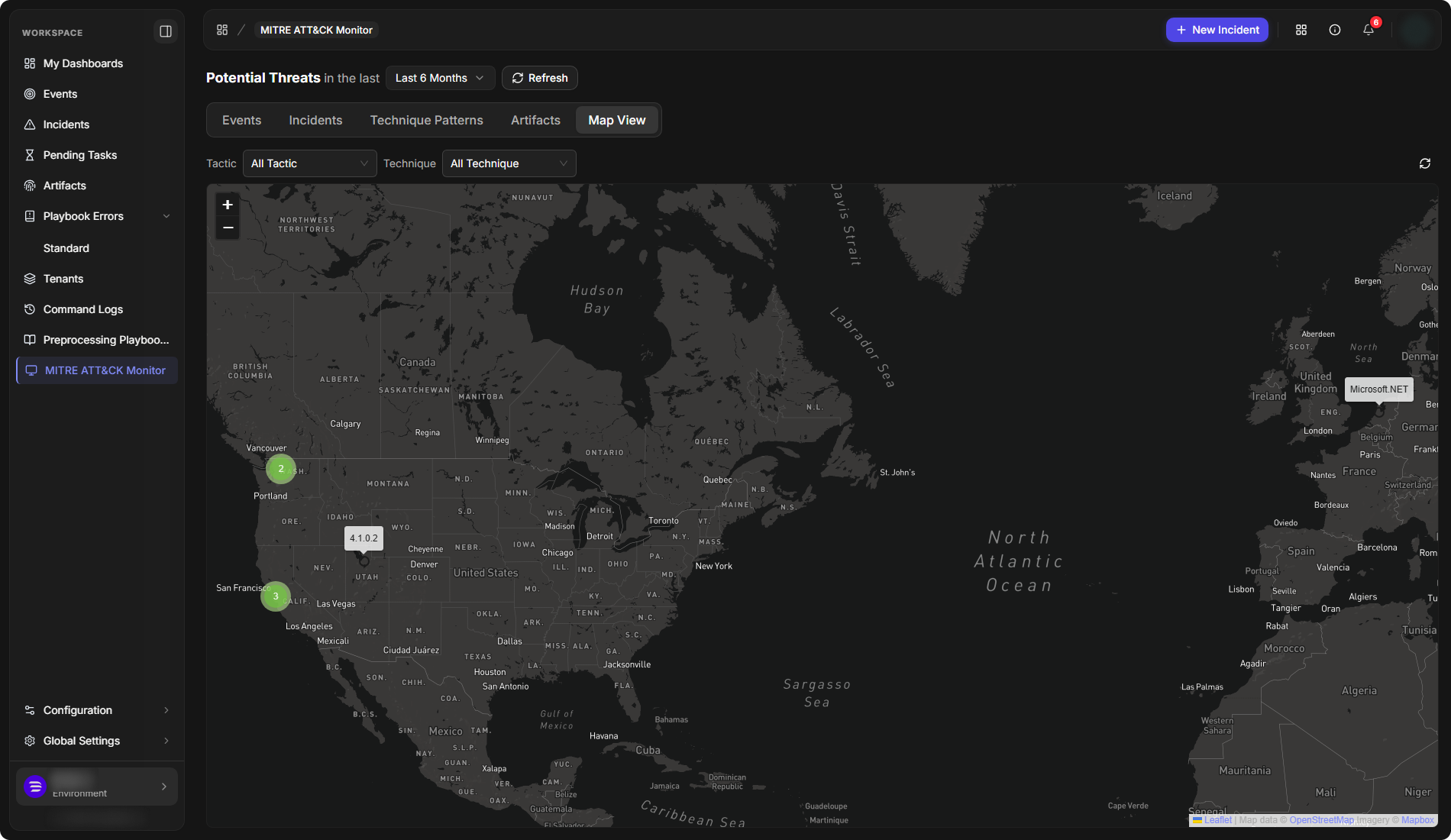 Map View showing clusters of artifact locations on a world map