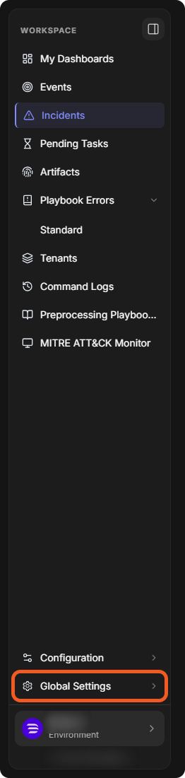The D3 sidebar with Global Settings at the bottom