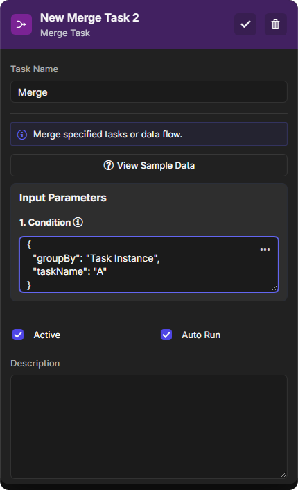 Merge condition grouping by Task Instance A