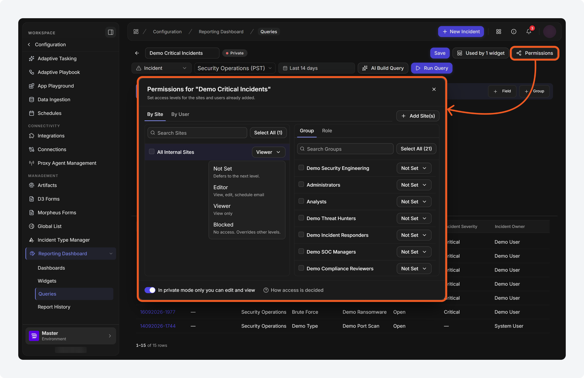 Access Controls for Saved Queries
