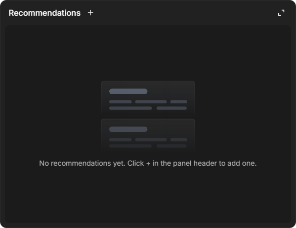 The Recommendations widget on an incident