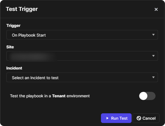 Test Trigger window