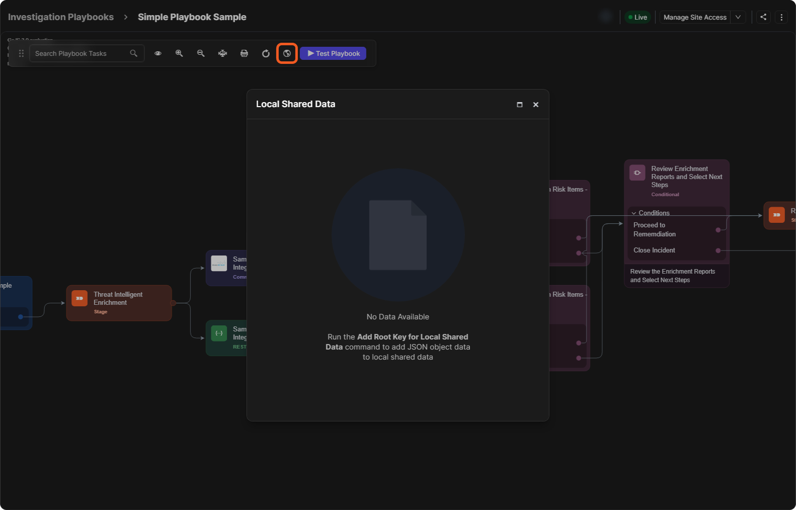 Local Shared Data window