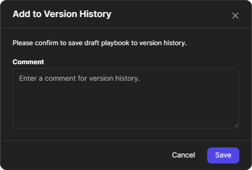 Add to Version History window