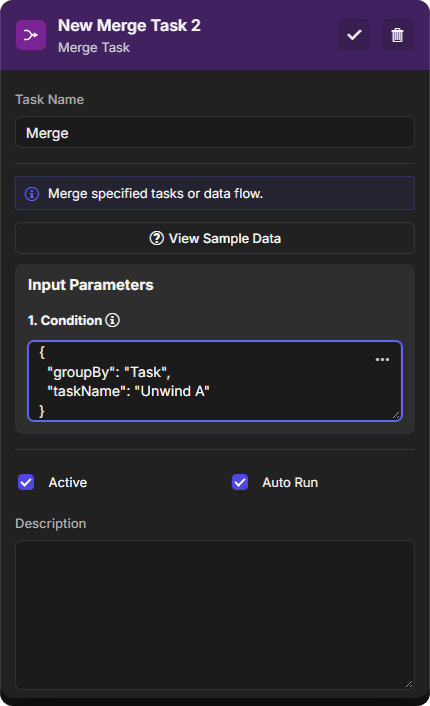 Merge condition grouping by Task Unwind A