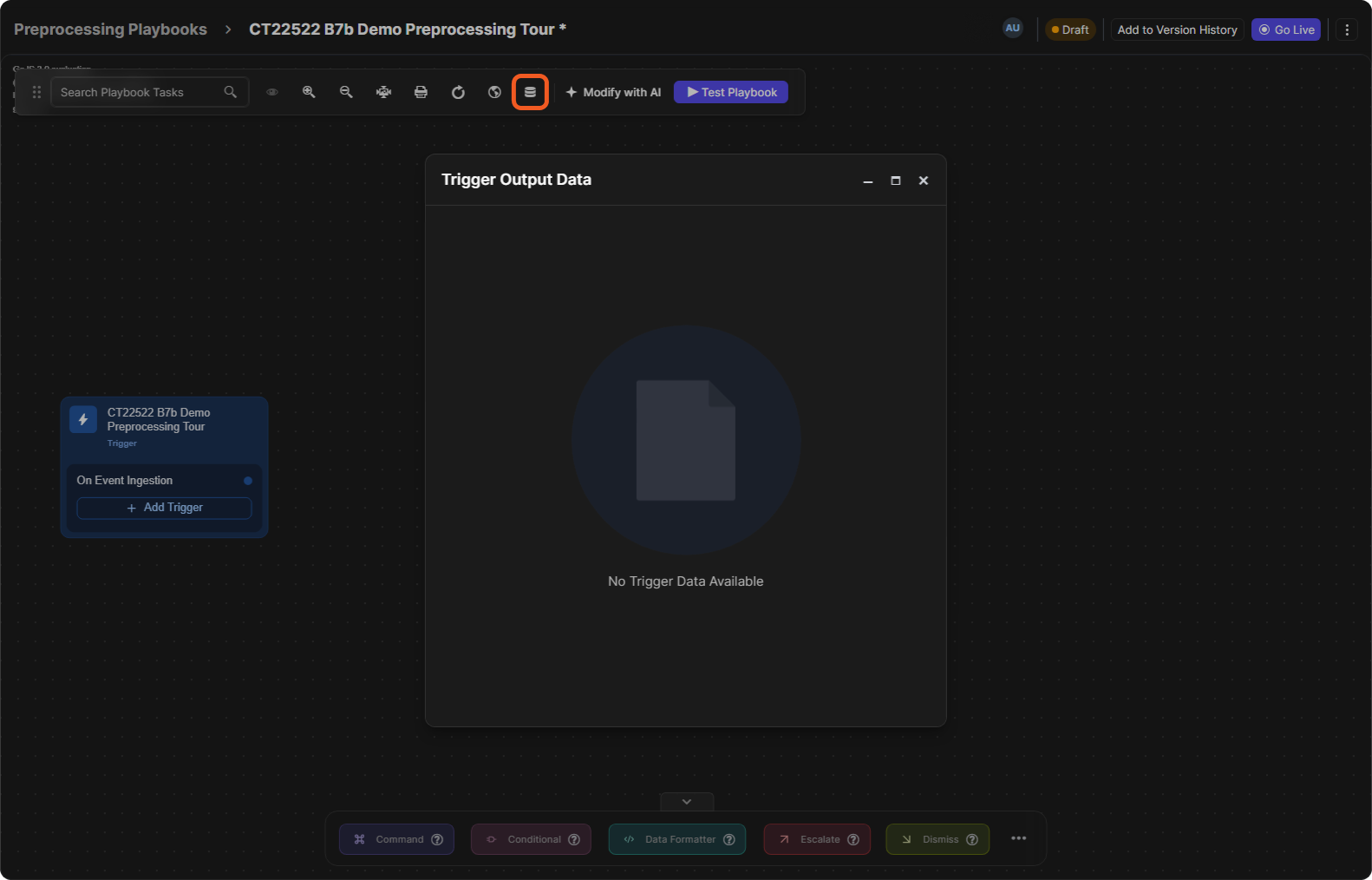 Trigger Output Data window