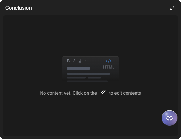 The Conclusion widget on an incident
